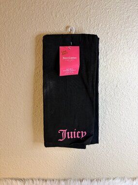 Juicy Couture Black Pink Kitchen Towels 2PC Set Logo Dish Towels NWT